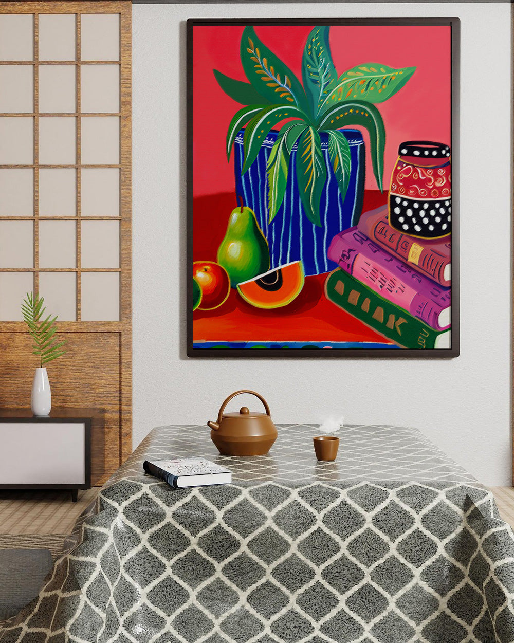 「Plant02」Framed Canvas Print Wall Art 多彩現代風植物 裝飾畫客廳 玄關 臥室