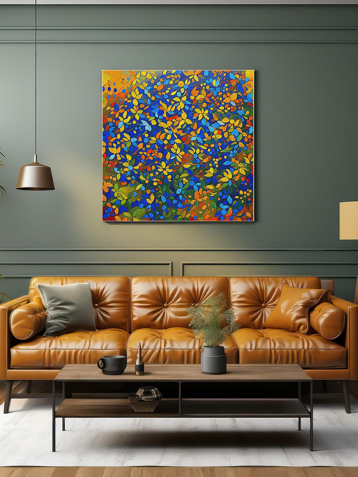 「Floral 01」Framed Canvas Print Wall Art 复古碎花 裝飾畫客廳 玄關 臥室