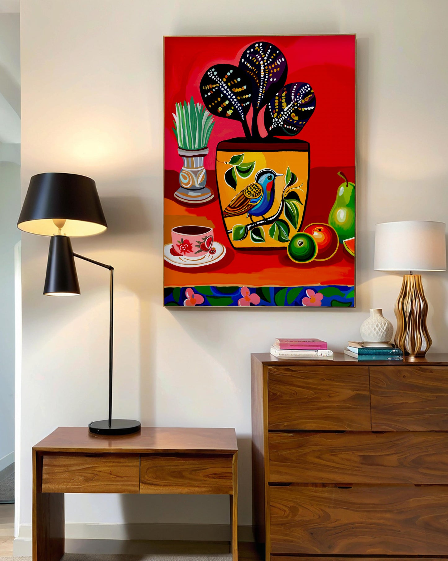 「Plant01」Framed Canvas Print Wall Art 多彩現代風植物 裝飾畫客廳 玄關 臥室