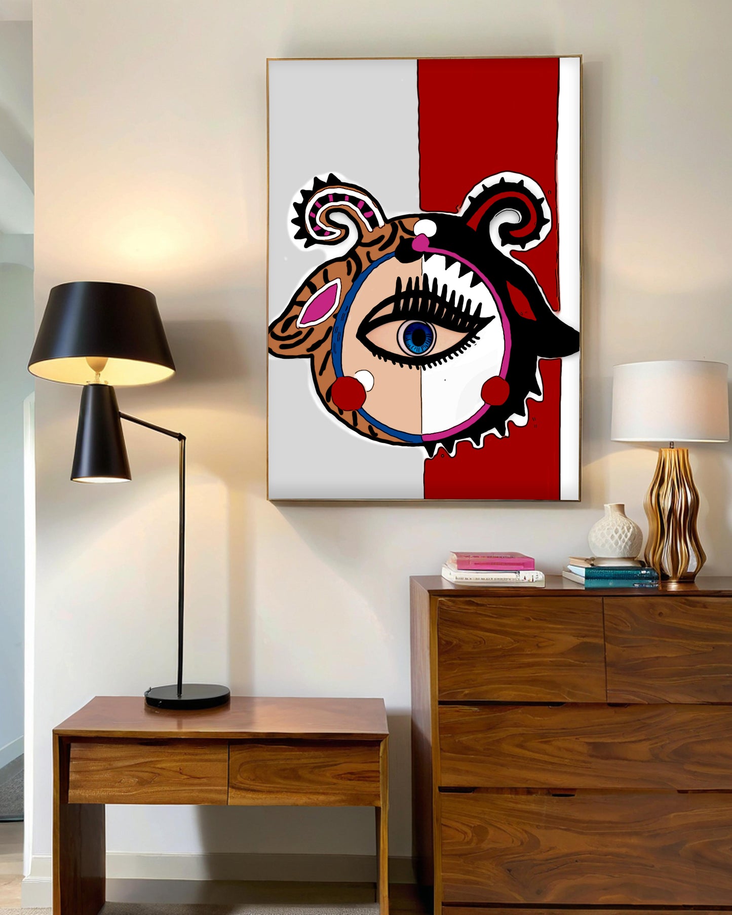 「Sheep」Framed Canvas Print Wall Art 潮流十二生肖羊 裝飾畫客廳 玄關 臥室