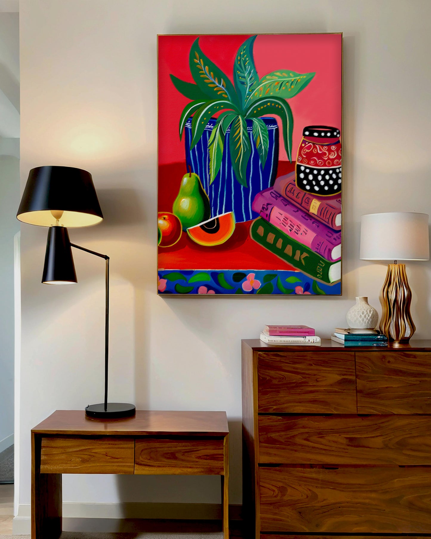 「Plant02」Framed Canvas Print Wall Art 多彩現代風植物 裝飾畫客廳 玄關 臥室