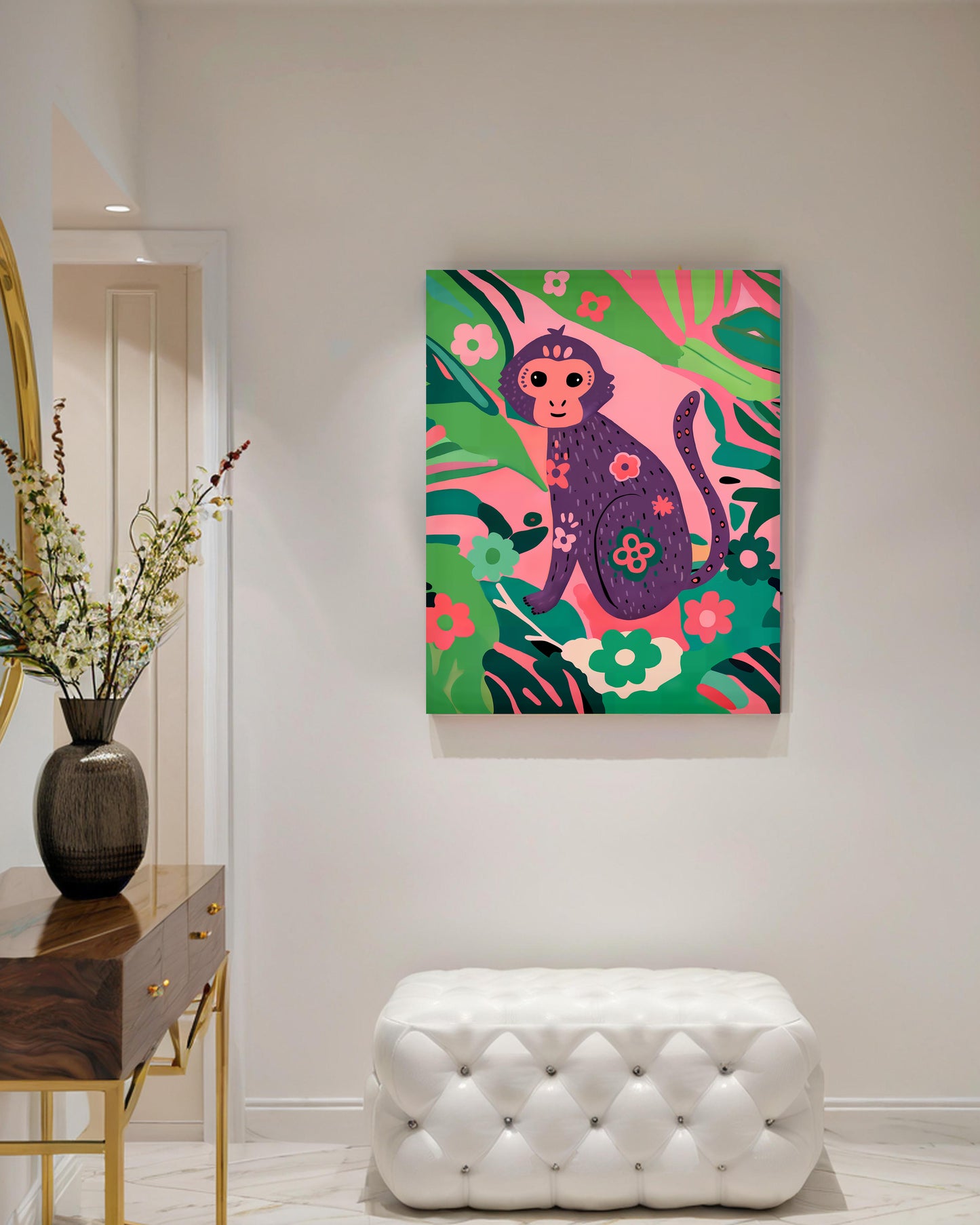 「Monkey」Framed Canvas Print Wall Art 現代風雨林動物猴子裝飾畫客廳 玄關 臥室