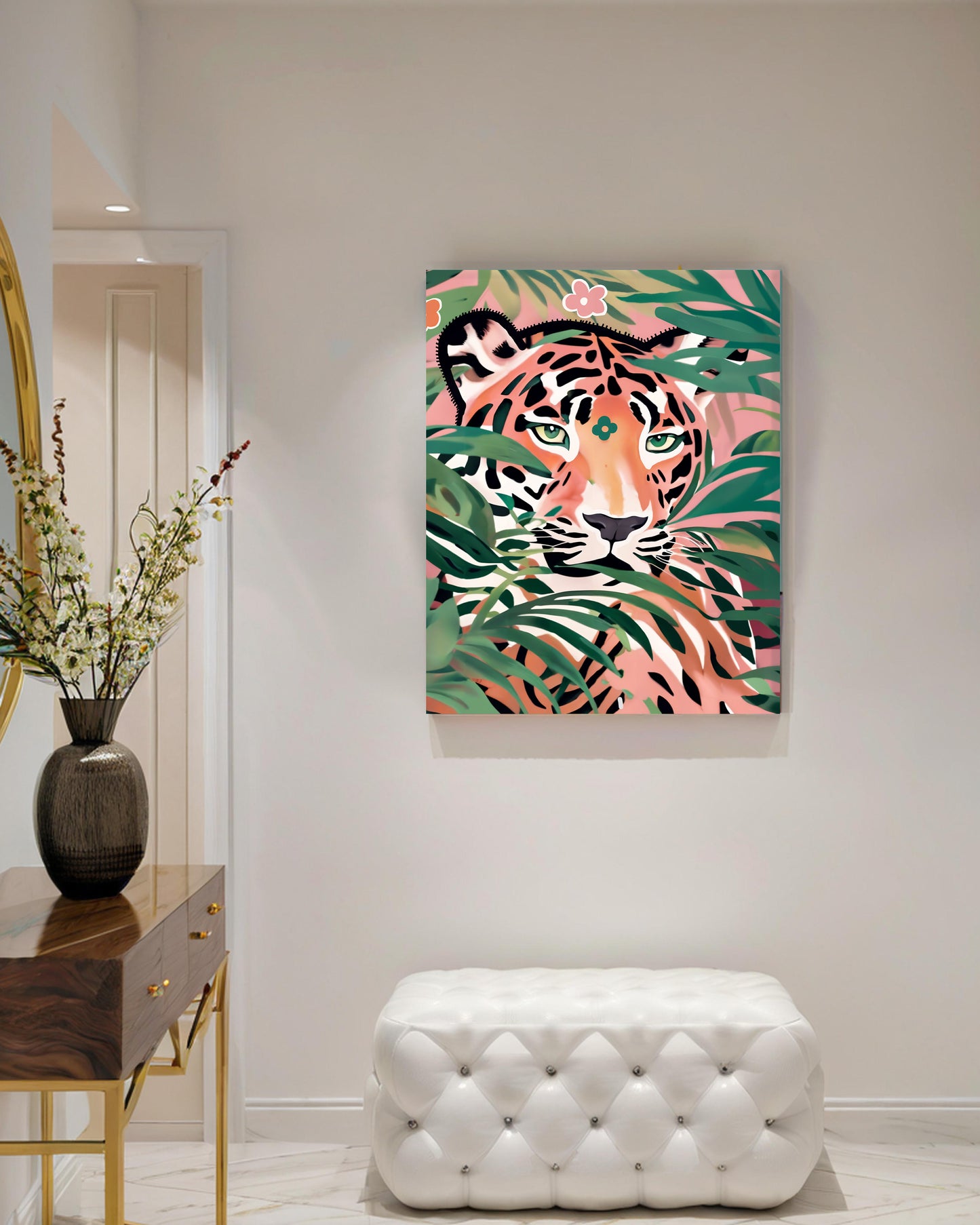 「Tiger」Framed Canvas Print Wall Art 現代風雨林動物老虎裝飾畫客廳 玄關 臥室