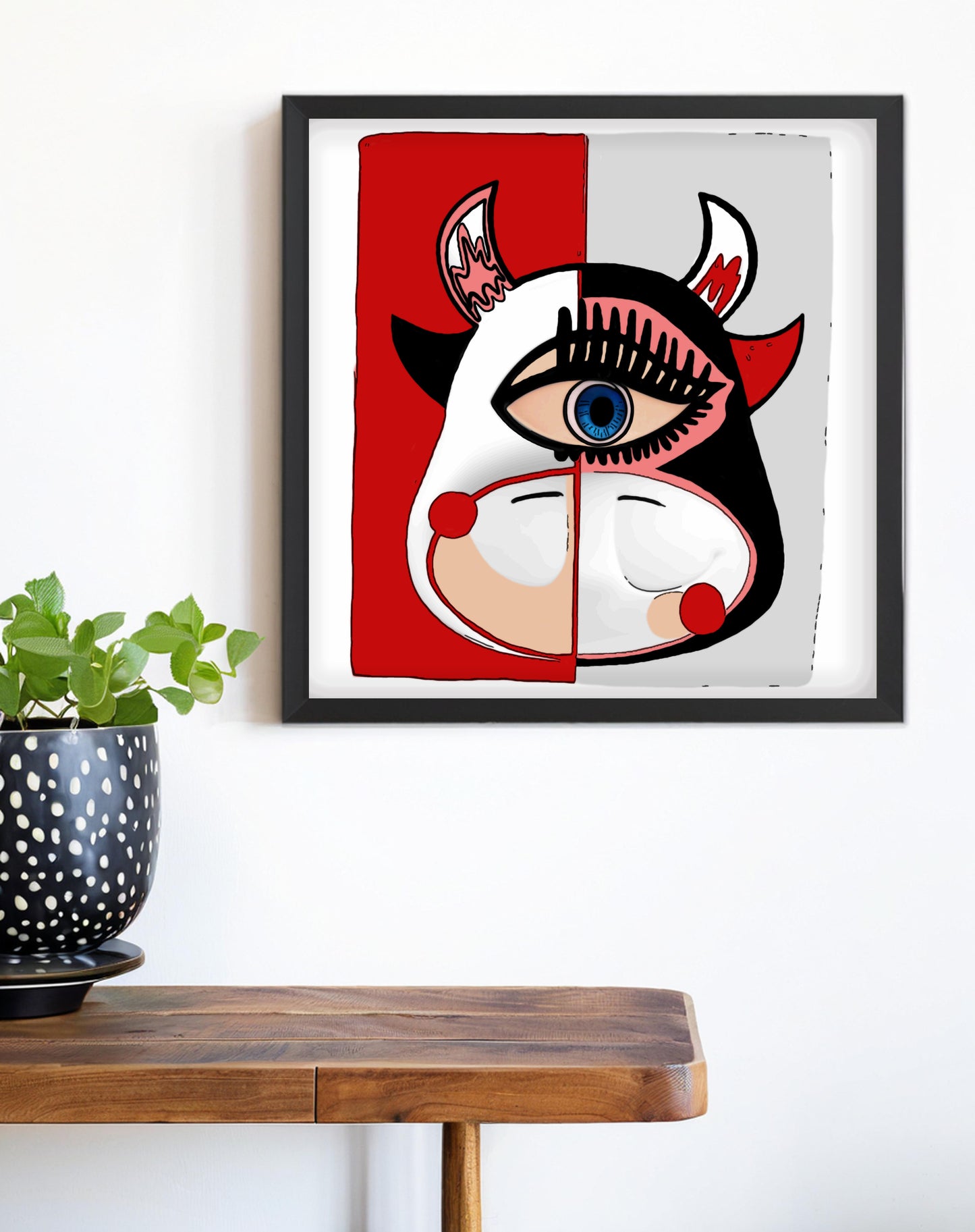 「Ox」Framed Canvas Print Wall Art 潮流十二生肖牛 裝飾畫客廳 玄關 臥室