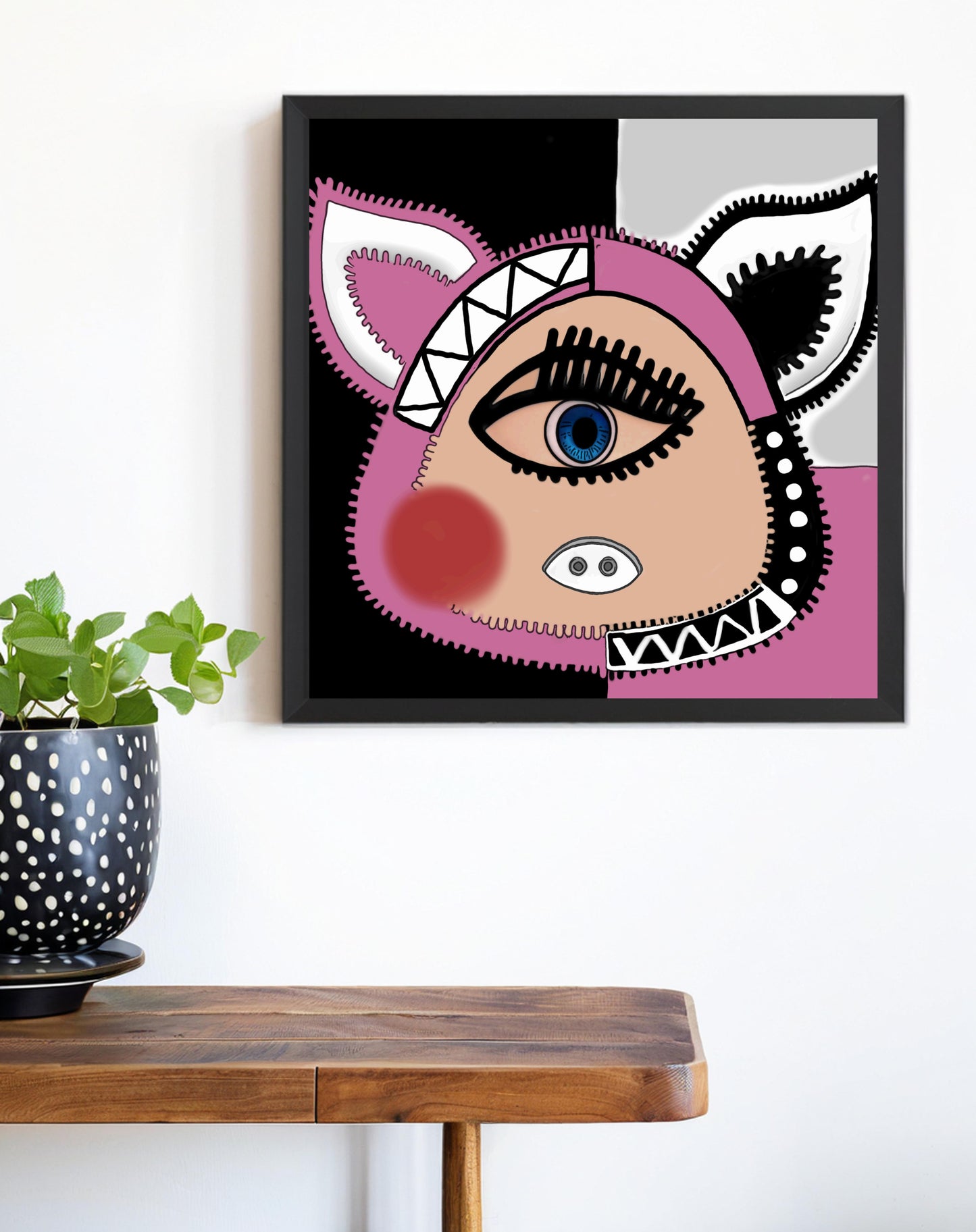 「Pig」Framed Canvas Print Wall Art 潮流十二生肖猪 裝飾畫客廳 玄關 臥室