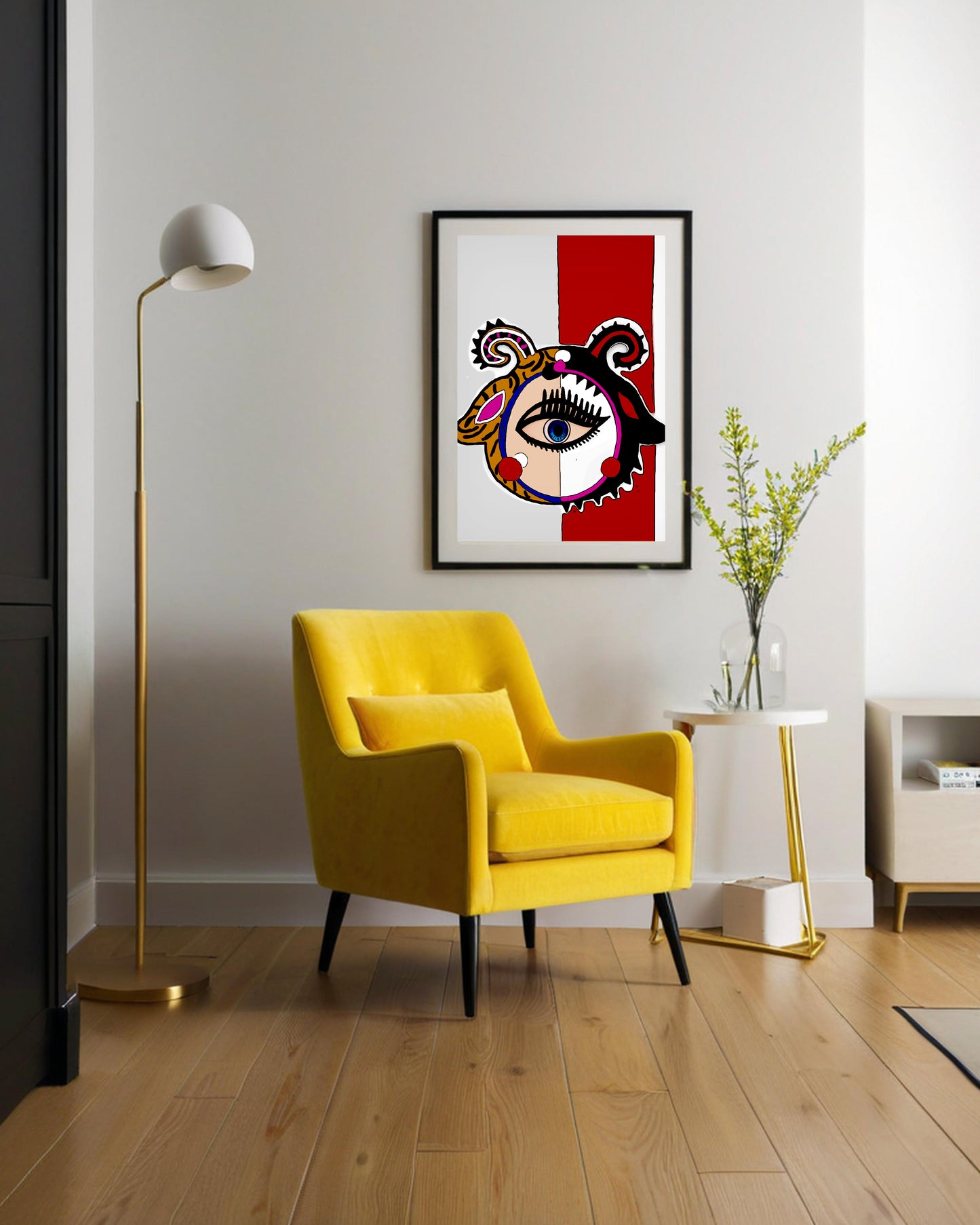 「Sheep」Framed Canvas Print Wall Art 潮流十二生肖羊 裝飾畫客廳 玄關 臥室