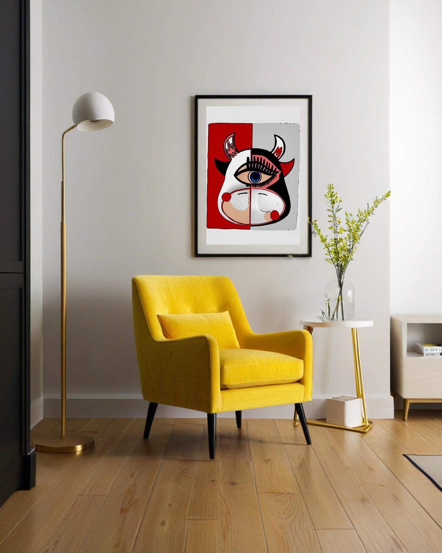 「Ox」Framed Canvas Print Wall Art 潮流十二生肖牛 裝飾畫客廳 玄關 臥室