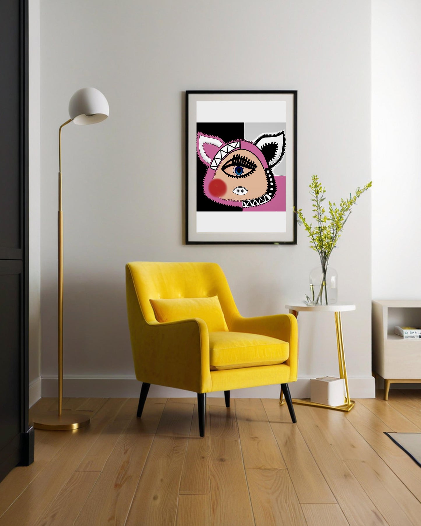 「Pig」Framed Canvas Print Wall Art 潮流十二生肖猪 裝飾畫客廳 玄關 臥室