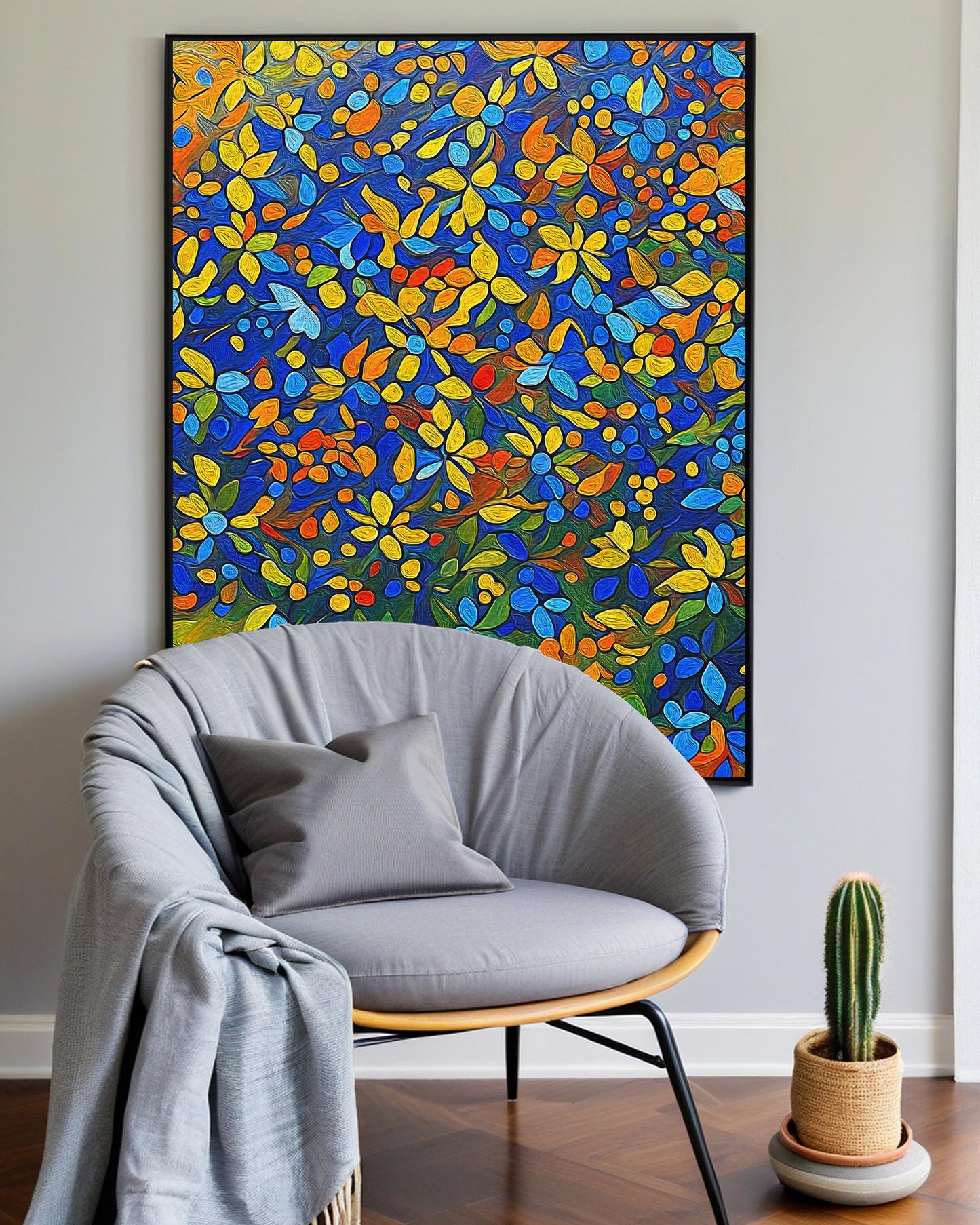 「Floral 01」Framed Canvas Print Wall Art 复古碎花 裝飾畫客廳 玄關 臥室