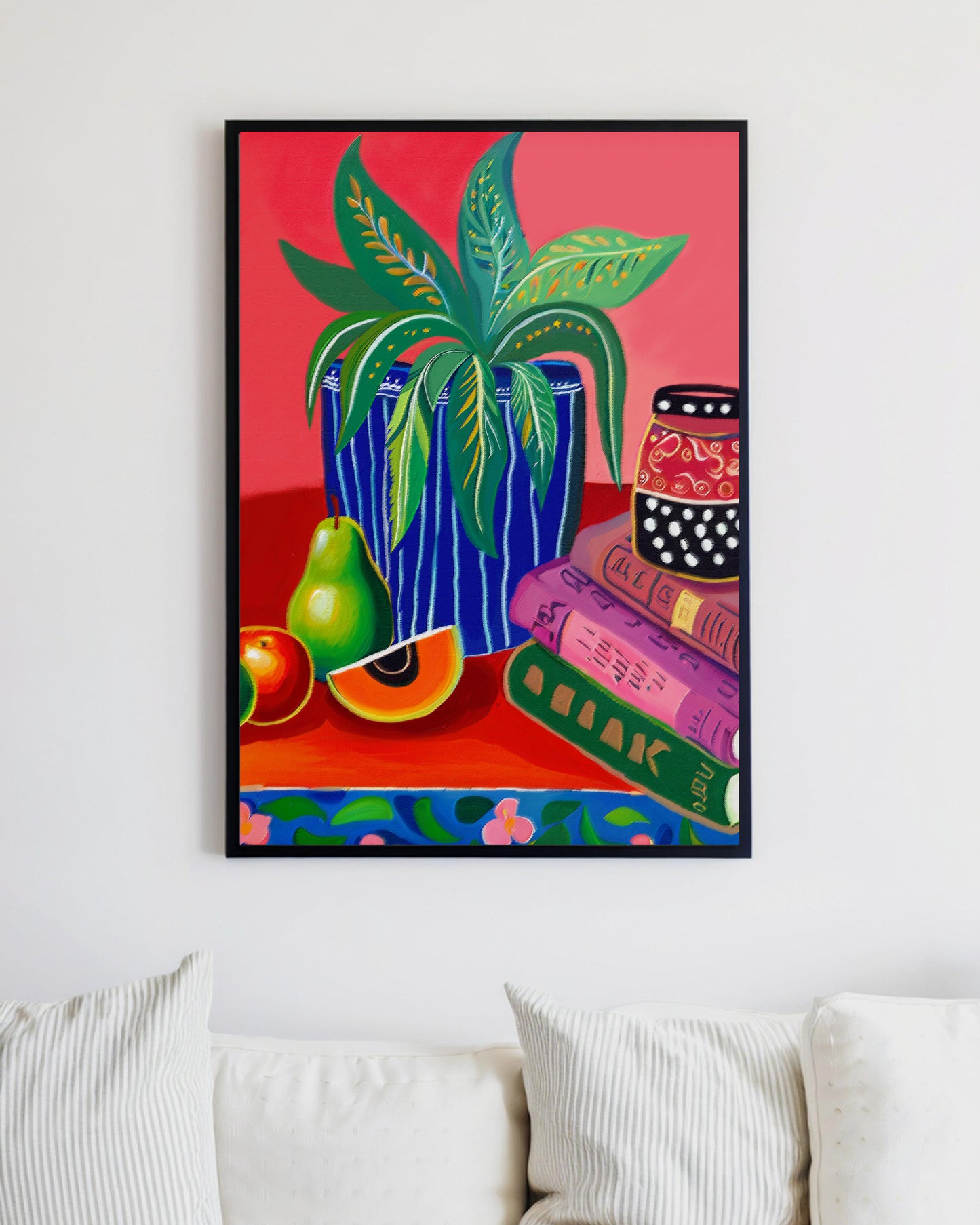 「Plant02」Framed Canvas Print Wall Art 多彩現代風植物 裝飾畫客廳 玄關 臥室