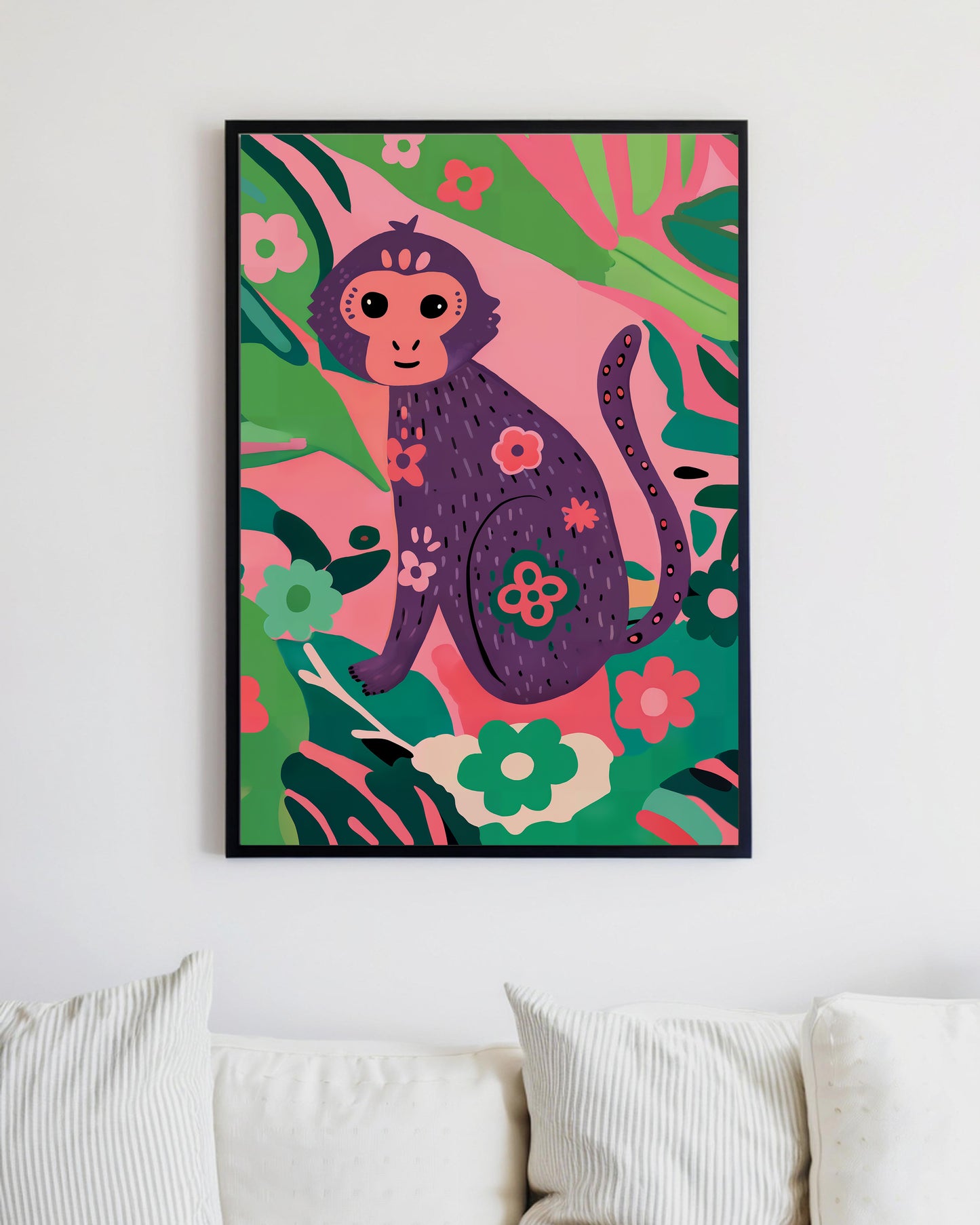「Monkey」Framed Canvas Print Wall Art 現代風雨林動物猴子裝飾畫客廳 玄關 臥室