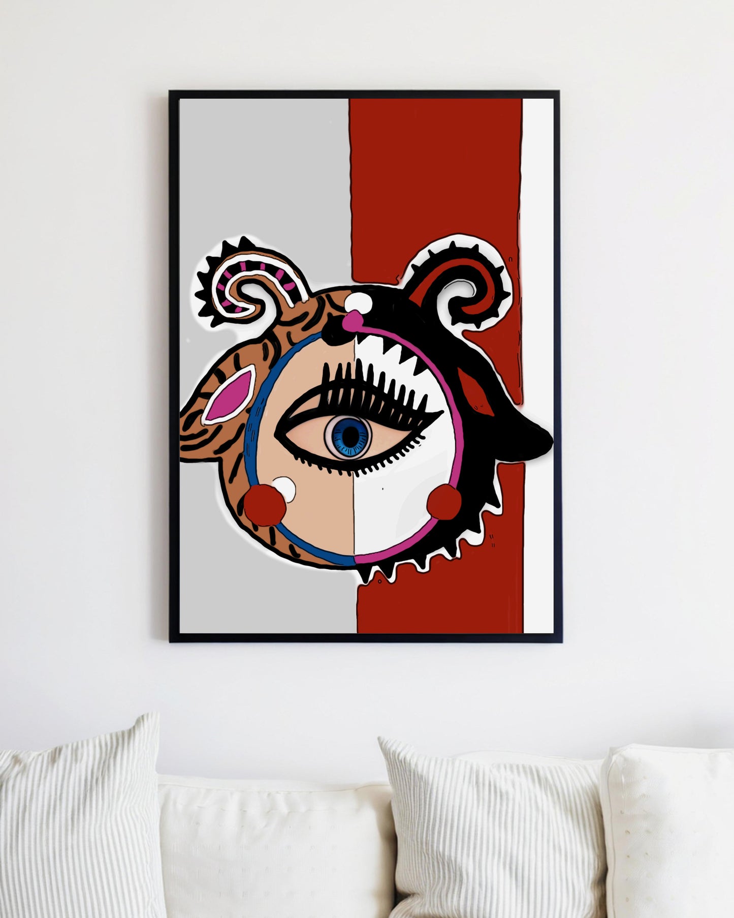 「Sheep」Framed Canvas Print Wall Art 潮流十二生肖羊 裝飾畫客廳 玄關 臥室