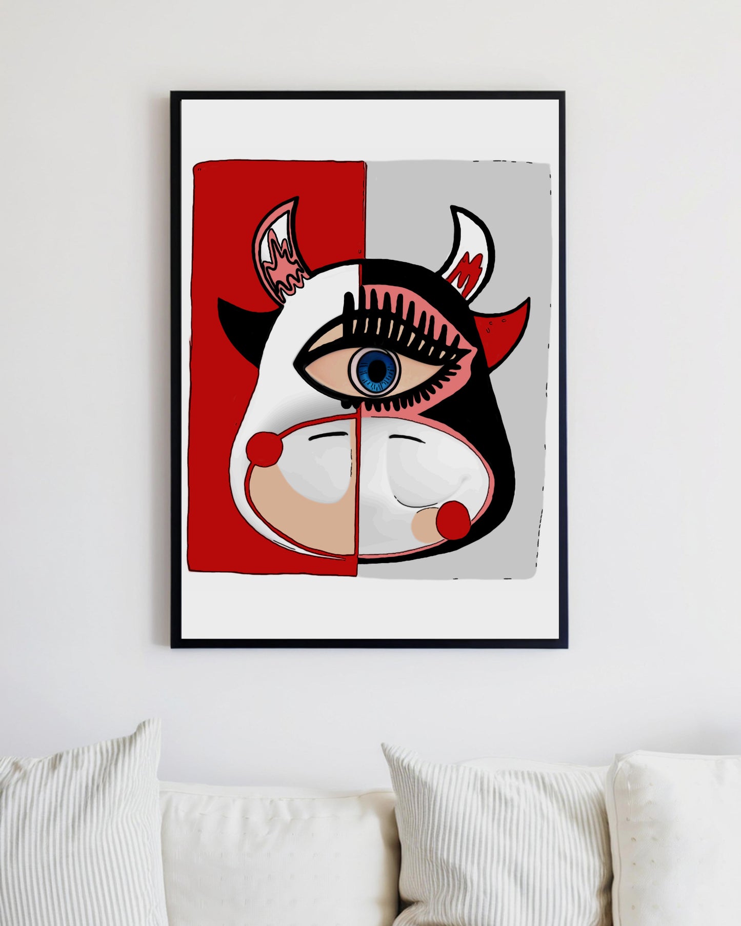 「Ox」Framed Canvas Print Wall Art 潮流十二生肖牛 裝飾畫客廳 玄關 臥室