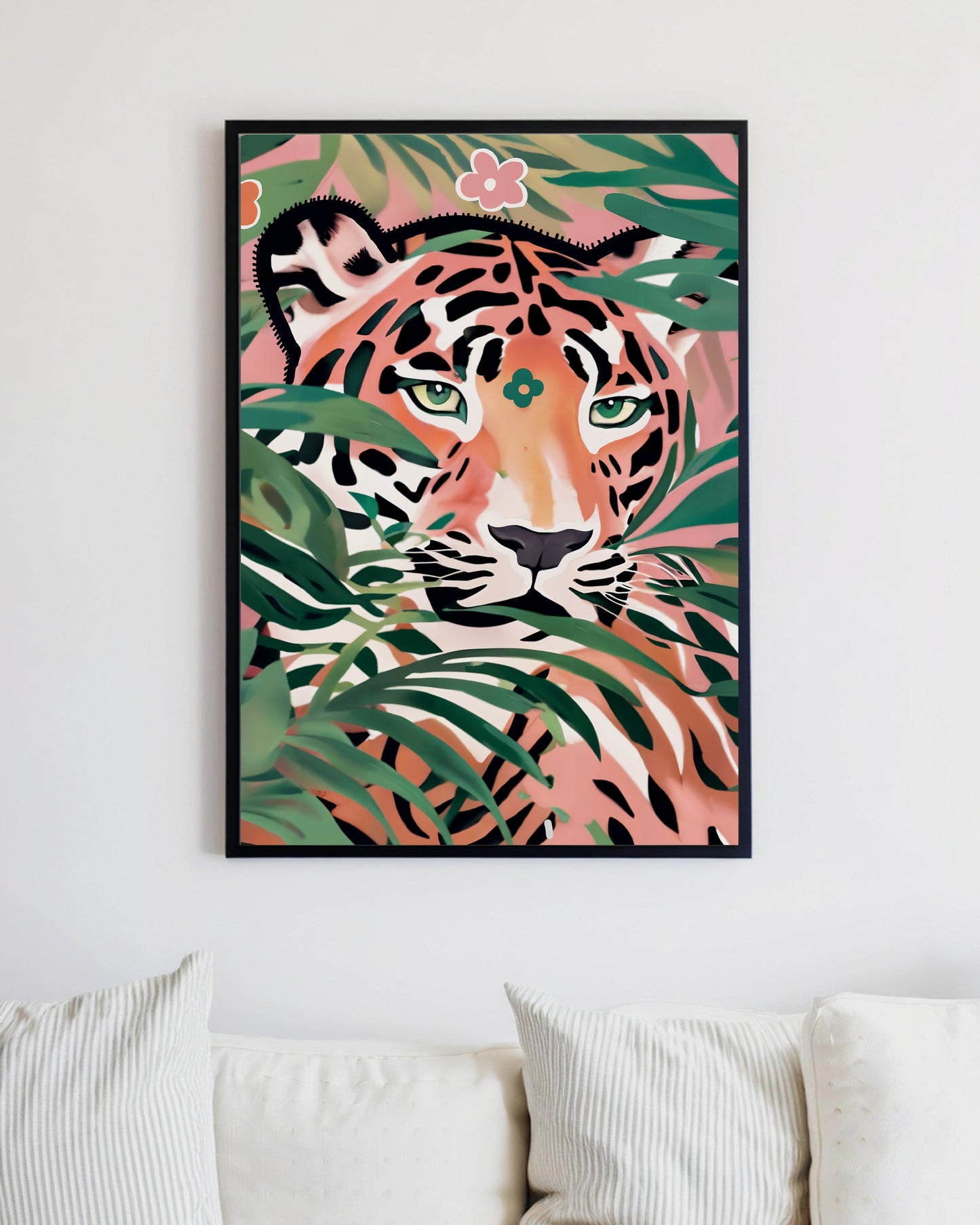 「Tiger」Framed Canvas Print Wall Art 現代風雨林動物老虎裝飾畫客廳 玄關 臥室