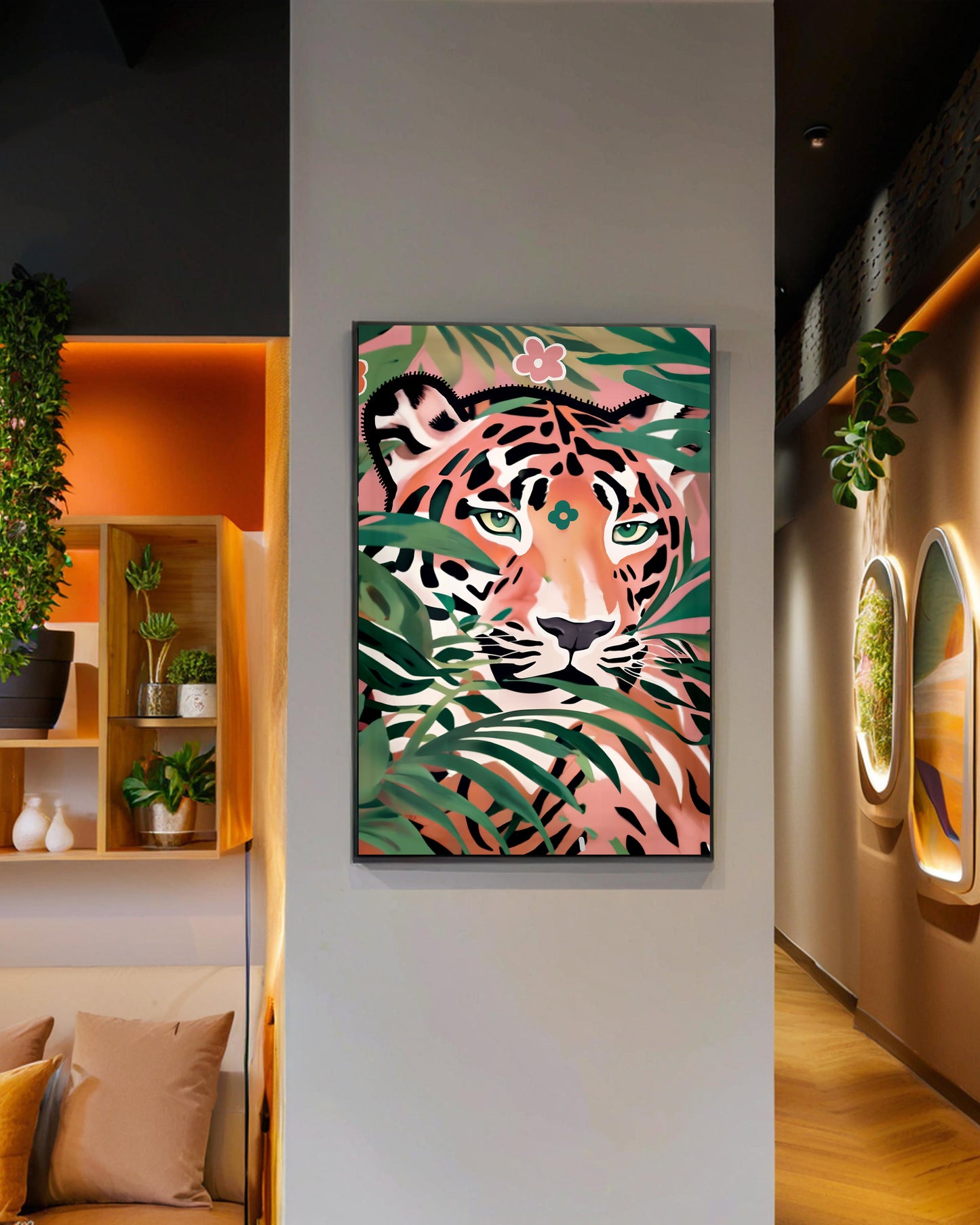 「Tiger」Framed Canvas Print Wall Art 現代風雨林動物老虎裝飾畫客廳 玄關 臥室