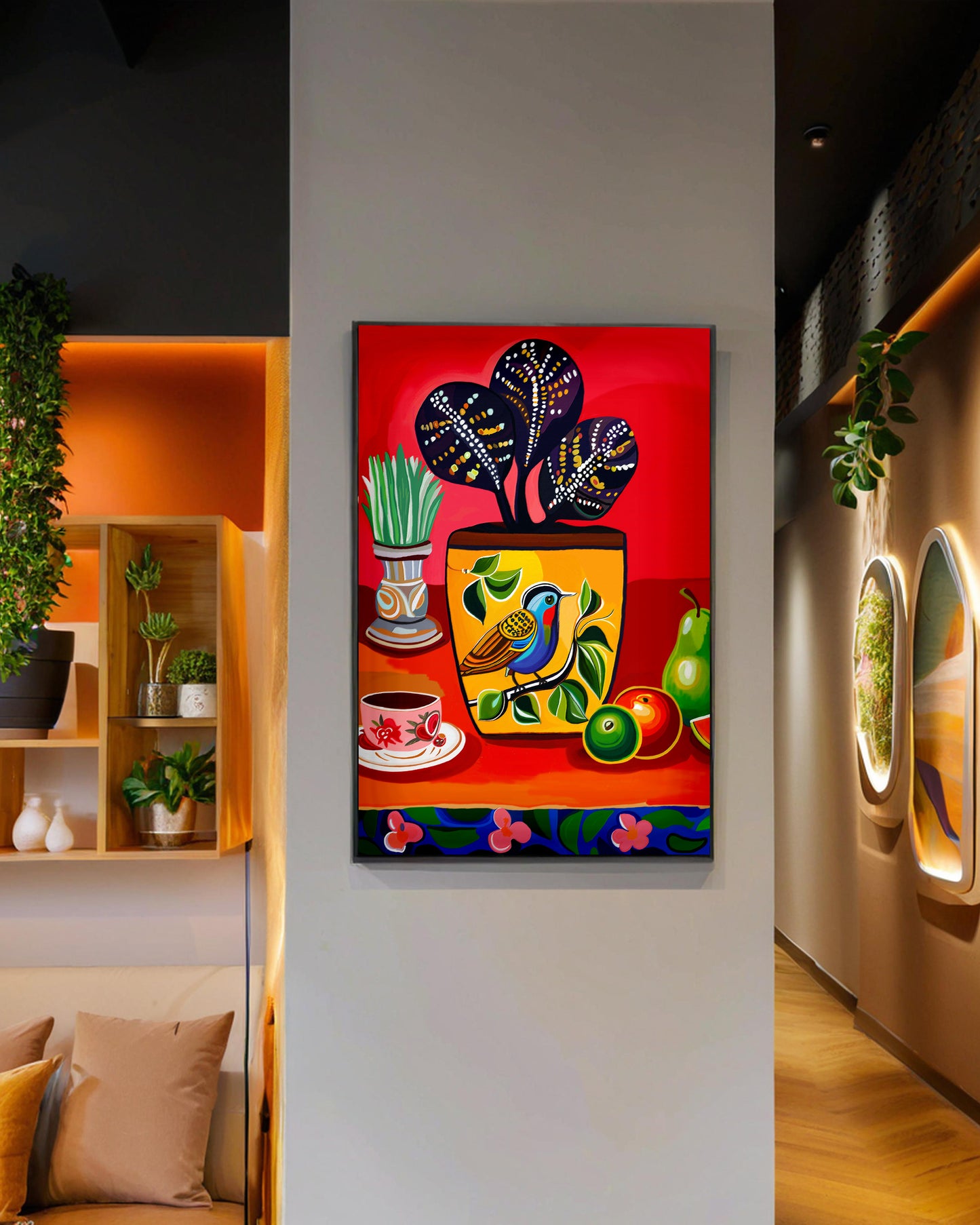 「Plant01」Framed Canvas Print Wall Art 多彩現代風植物 裝飾畫客廳 玄關 臥室