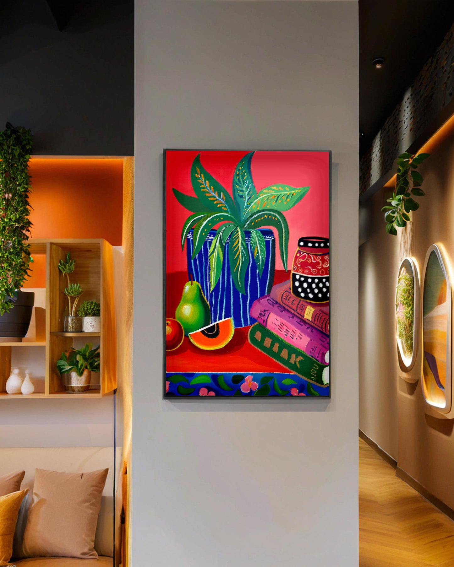 「Plant02」Framed Canvas Print Wall Art 多彩現代風植物 裝飾畫客廳 玄關 臥室