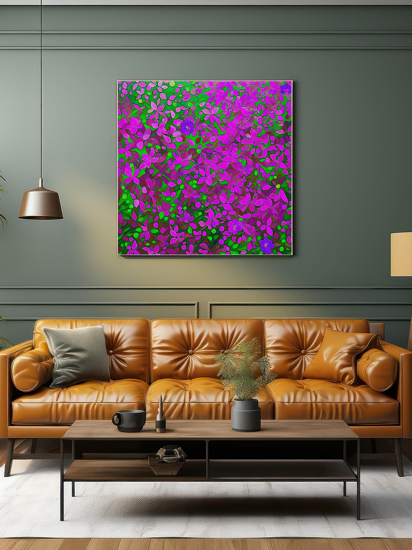 「Floral 02」Framed Canvas Print Wall Art 复古碎花 裝飾畫客廳 玄關 臥室