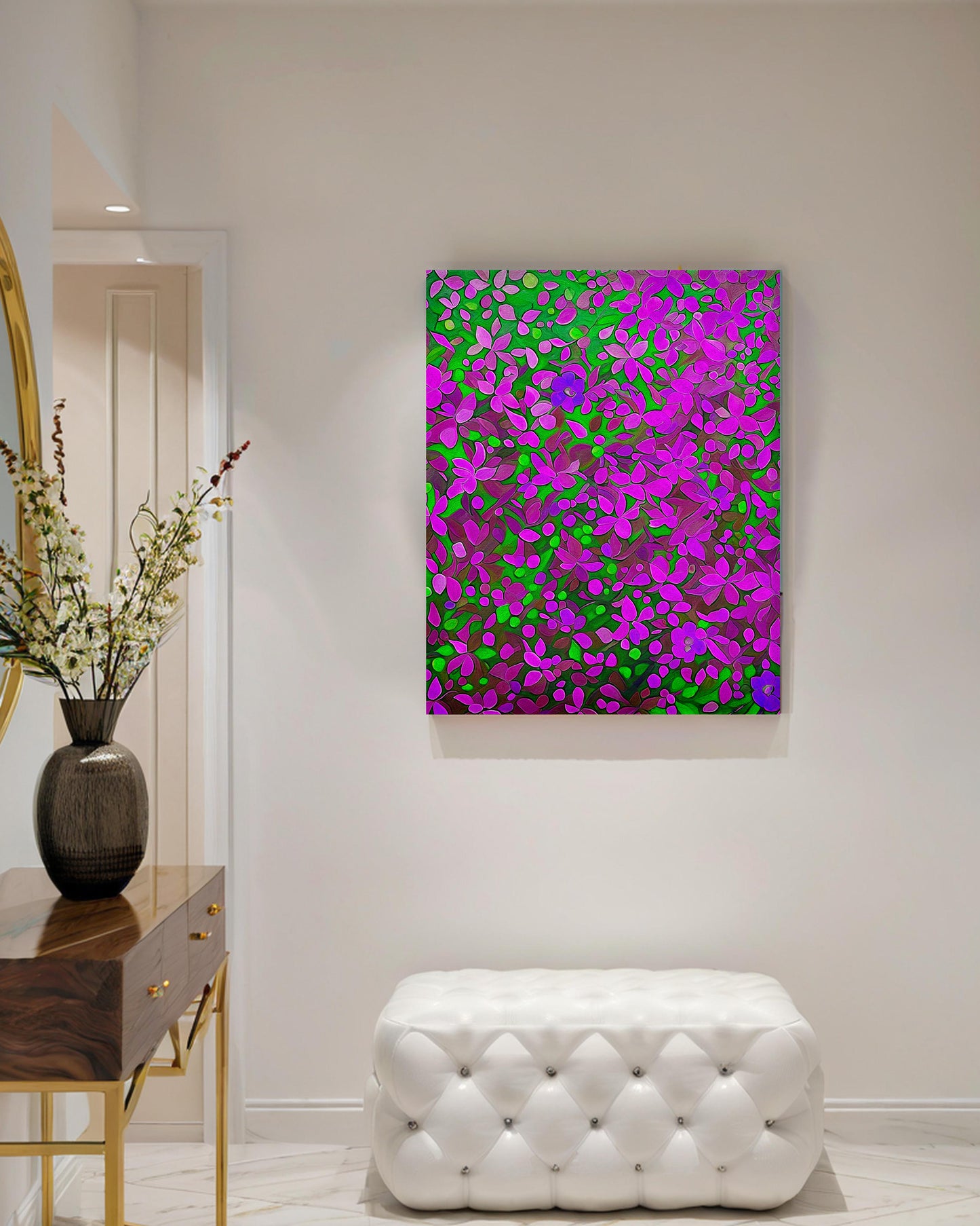 「Floral 02」Framed Canvas Print Wall Art 复古碎花 裝飾畫客廳 玄關 臥室