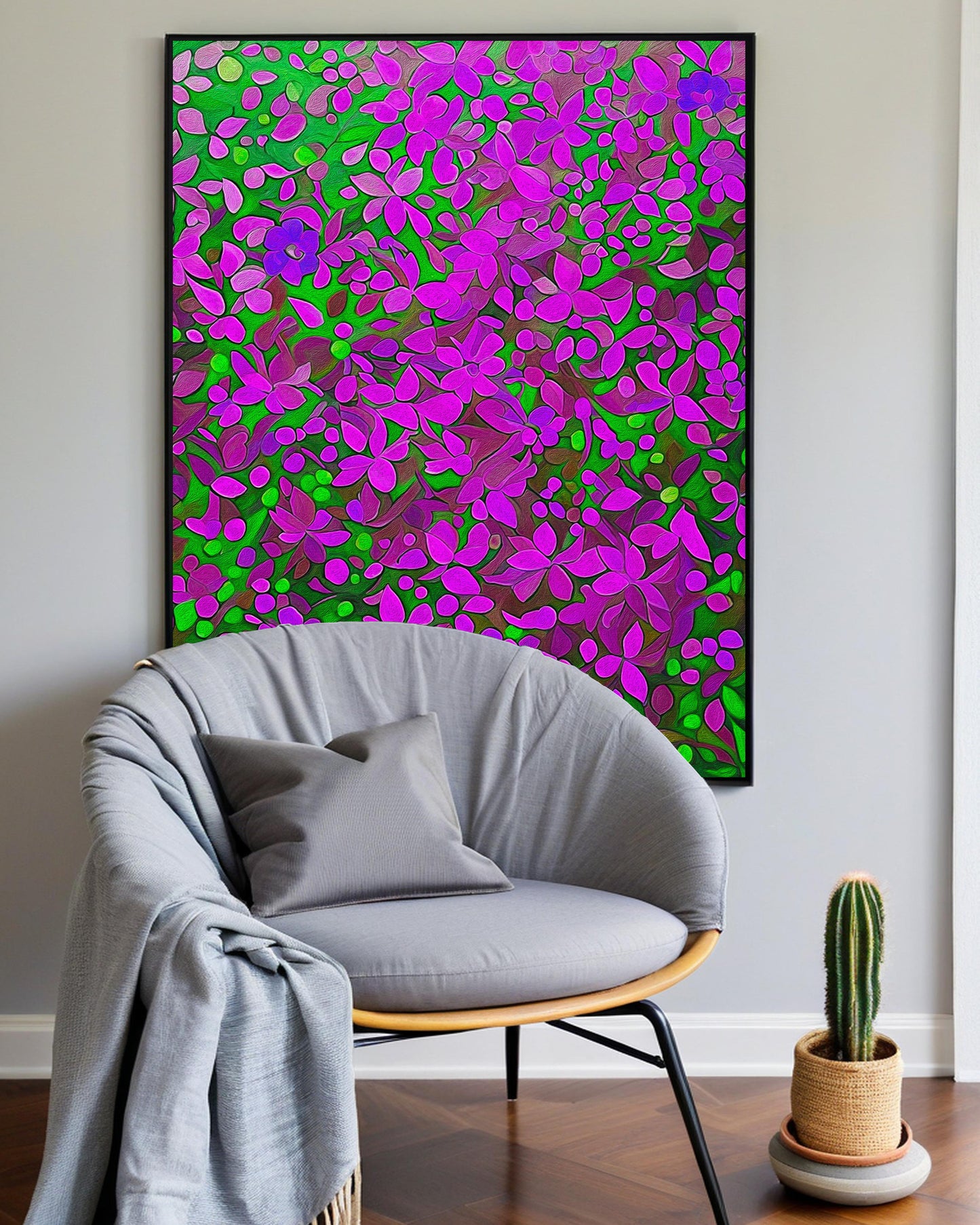 「Floral 02」Framed Canvas Print Wall Art 复古碎花 裝飾畫客廳 玄關 臥室
