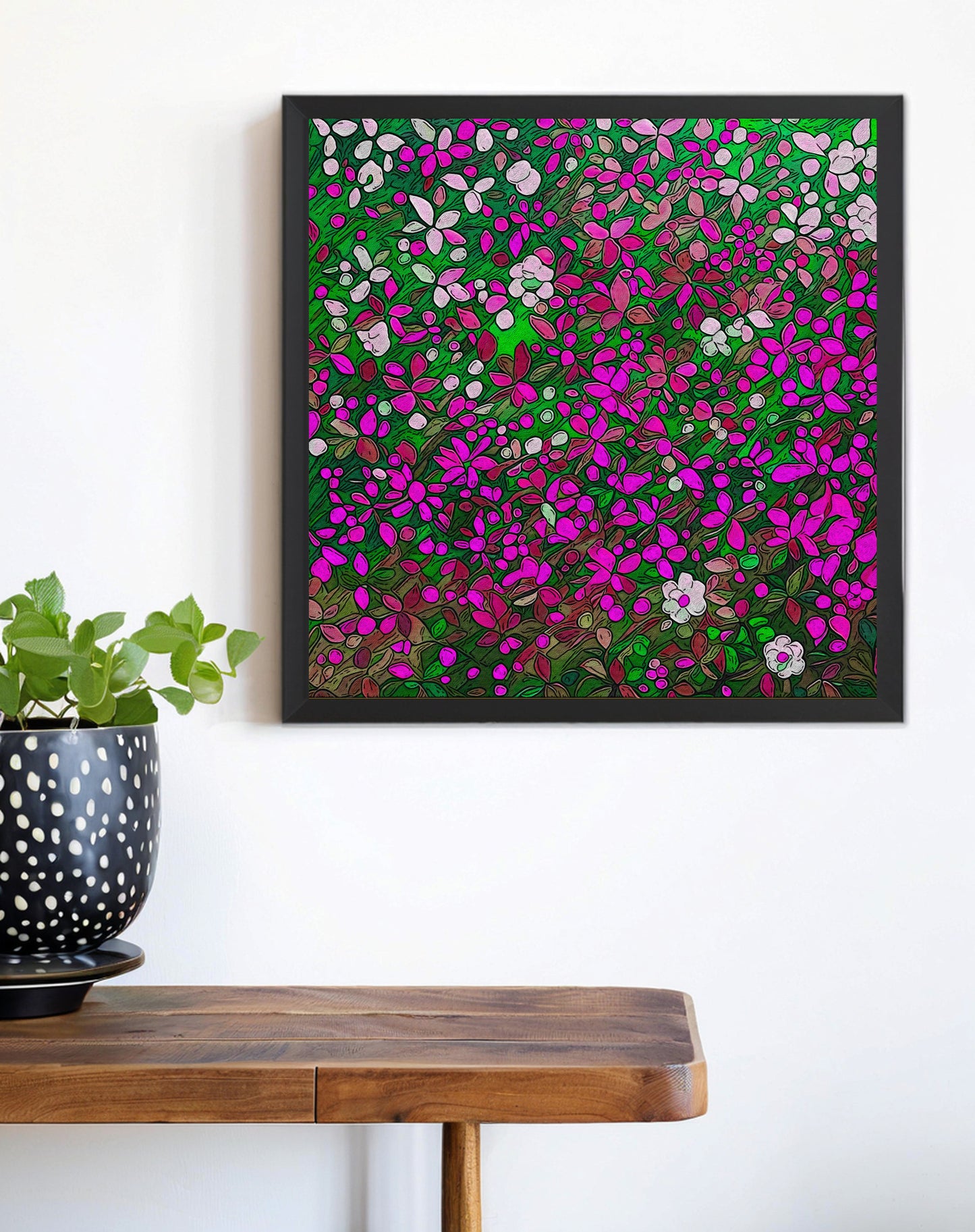 「Floral 03」Framed Canvas Print Wall Art 复古碎花 裝飾畫客廳 玄關 臥室