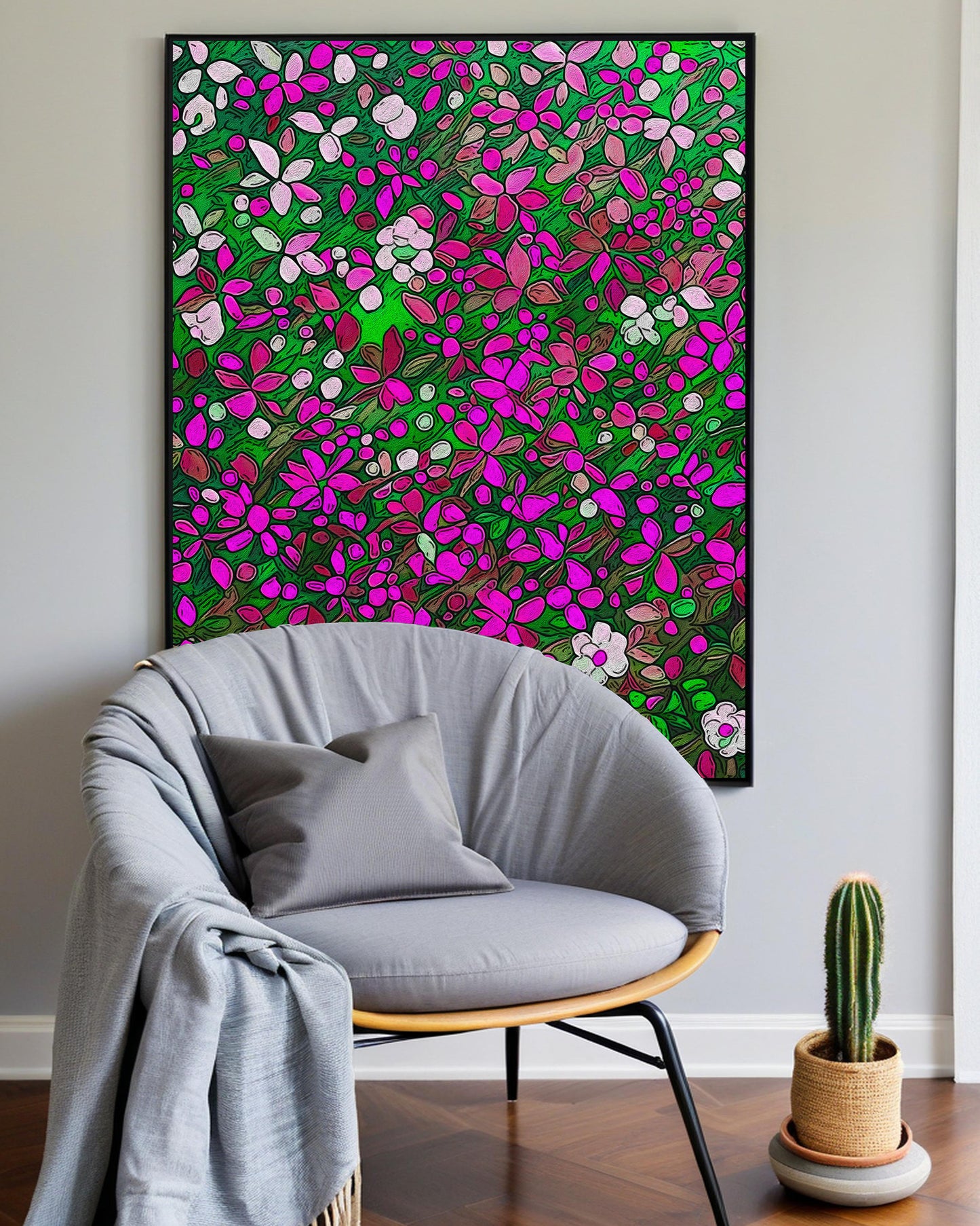 「Floral 03」Framed Canvas Print Wall Art 复古碎花 裝飾畫客廳 玄關 臥室