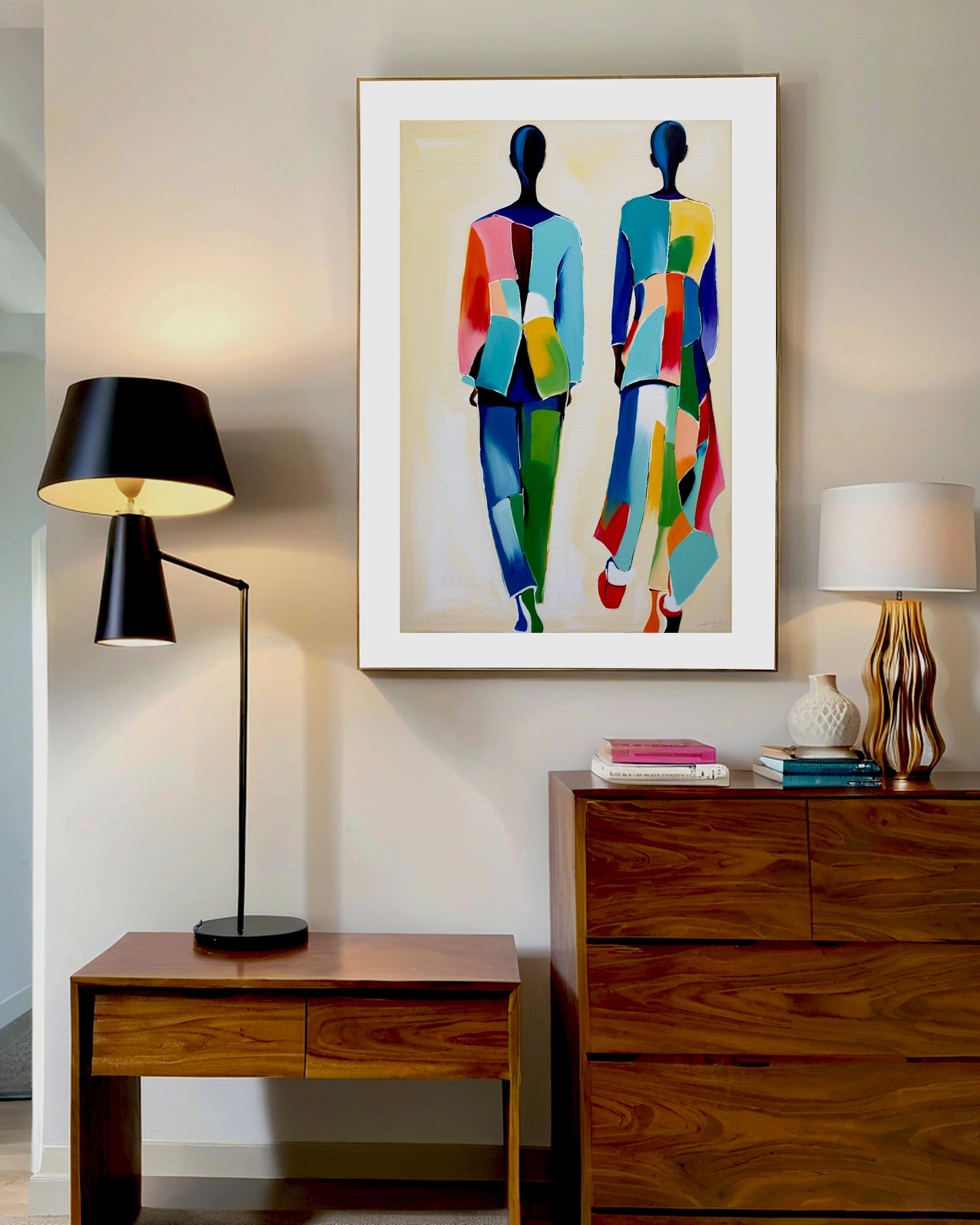「Abstract Figures01」Framed Canvas Print Wall Art 現代潮流抽像人物畫 裝飾畫客廳 玄關 臥室