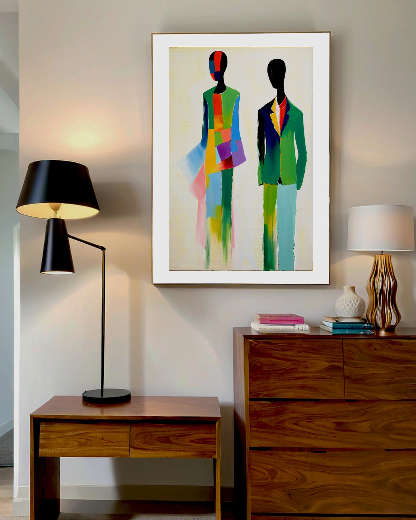 「Abstract Figures02」Framed Canvas Print Wall Art 現代潮流抽像人物畫 裝飾畫客廳 玄關 臥室