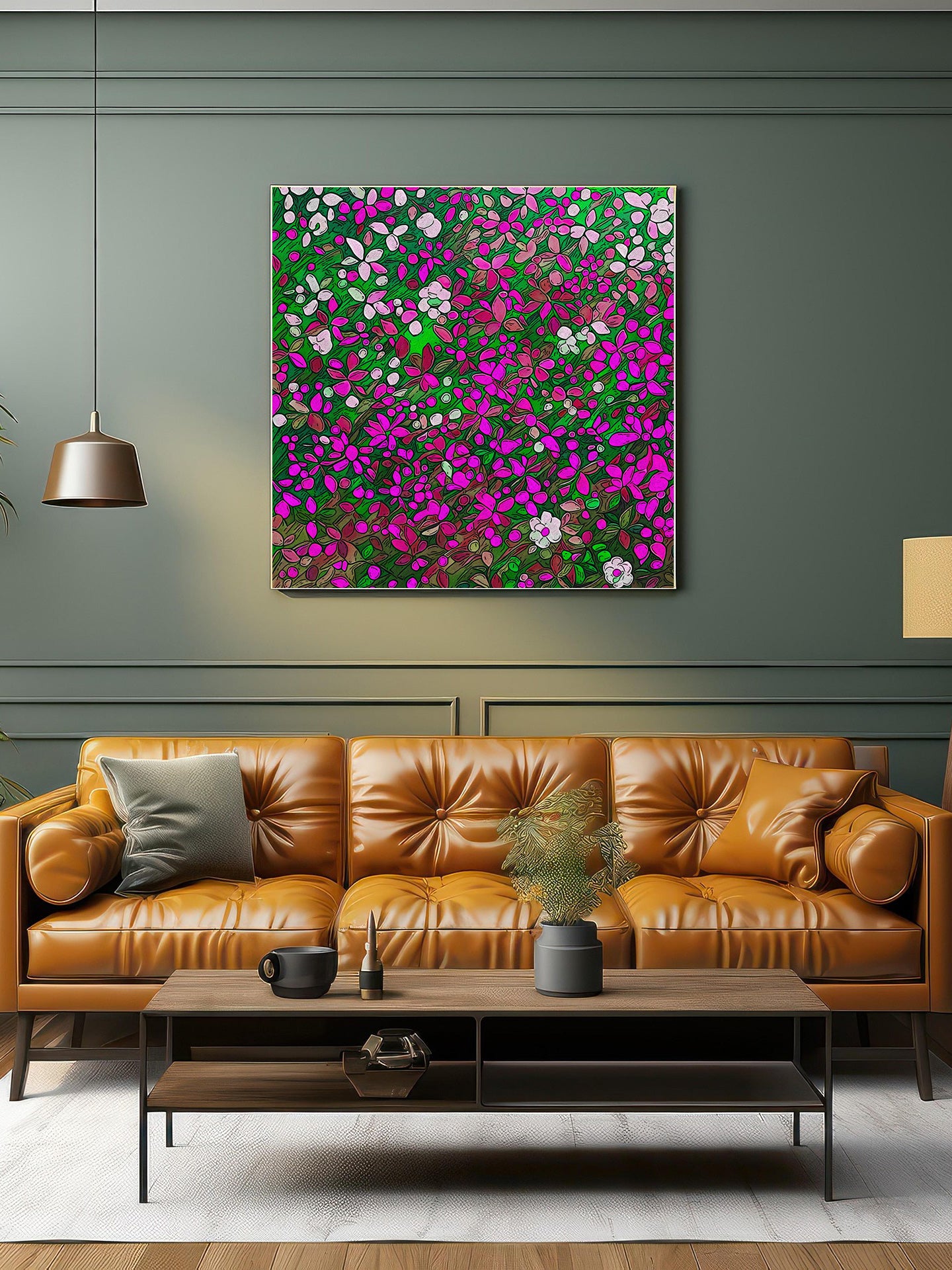 「Floral 03」Framed Canvas Print Wall Art 复古碎花 裝飾畫客廳 玄關 臥室