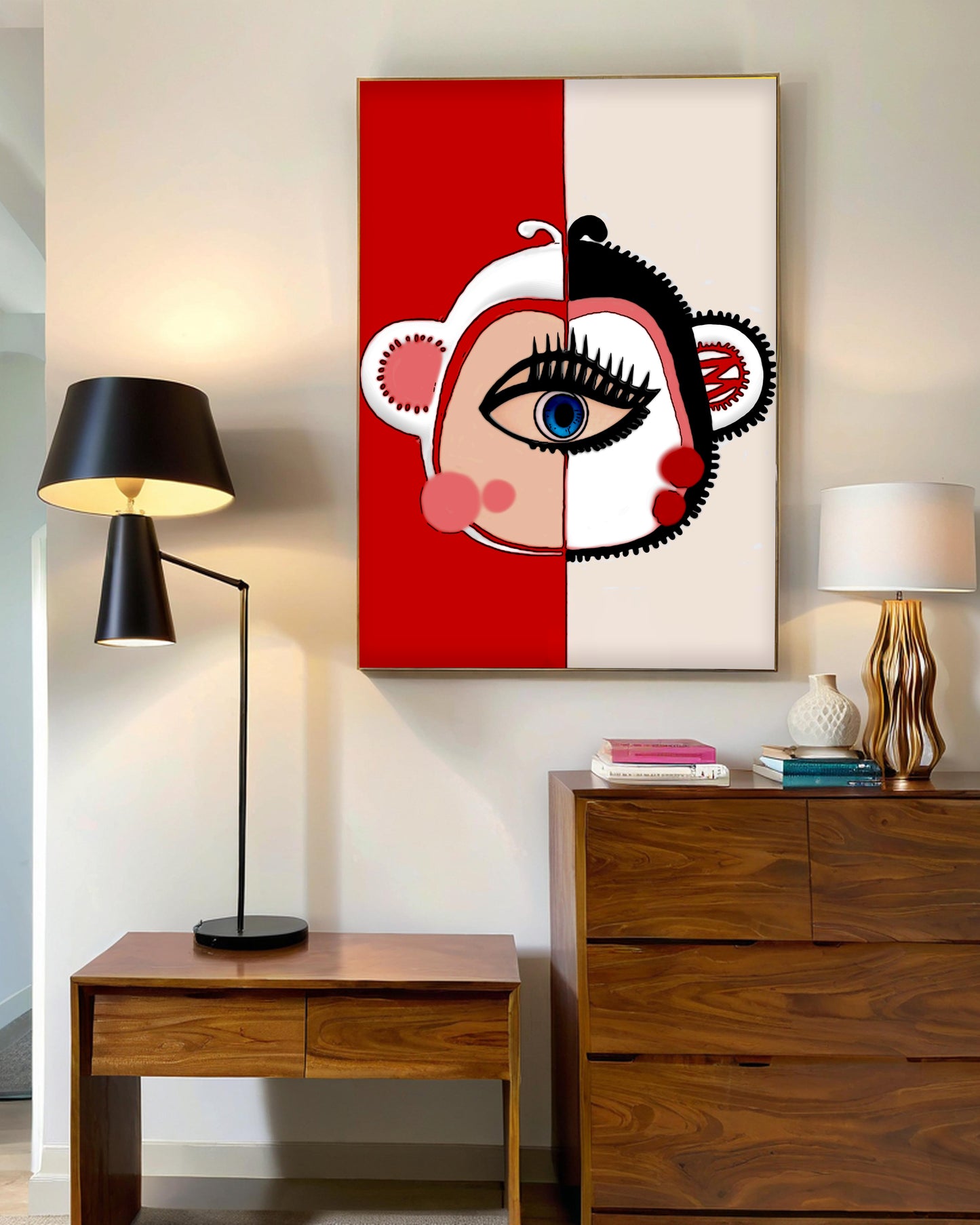 「Monkey」Framed Canvas Print Wall Art 潮流十二生肖猴 裝飾畫客廳 玄關 臥室