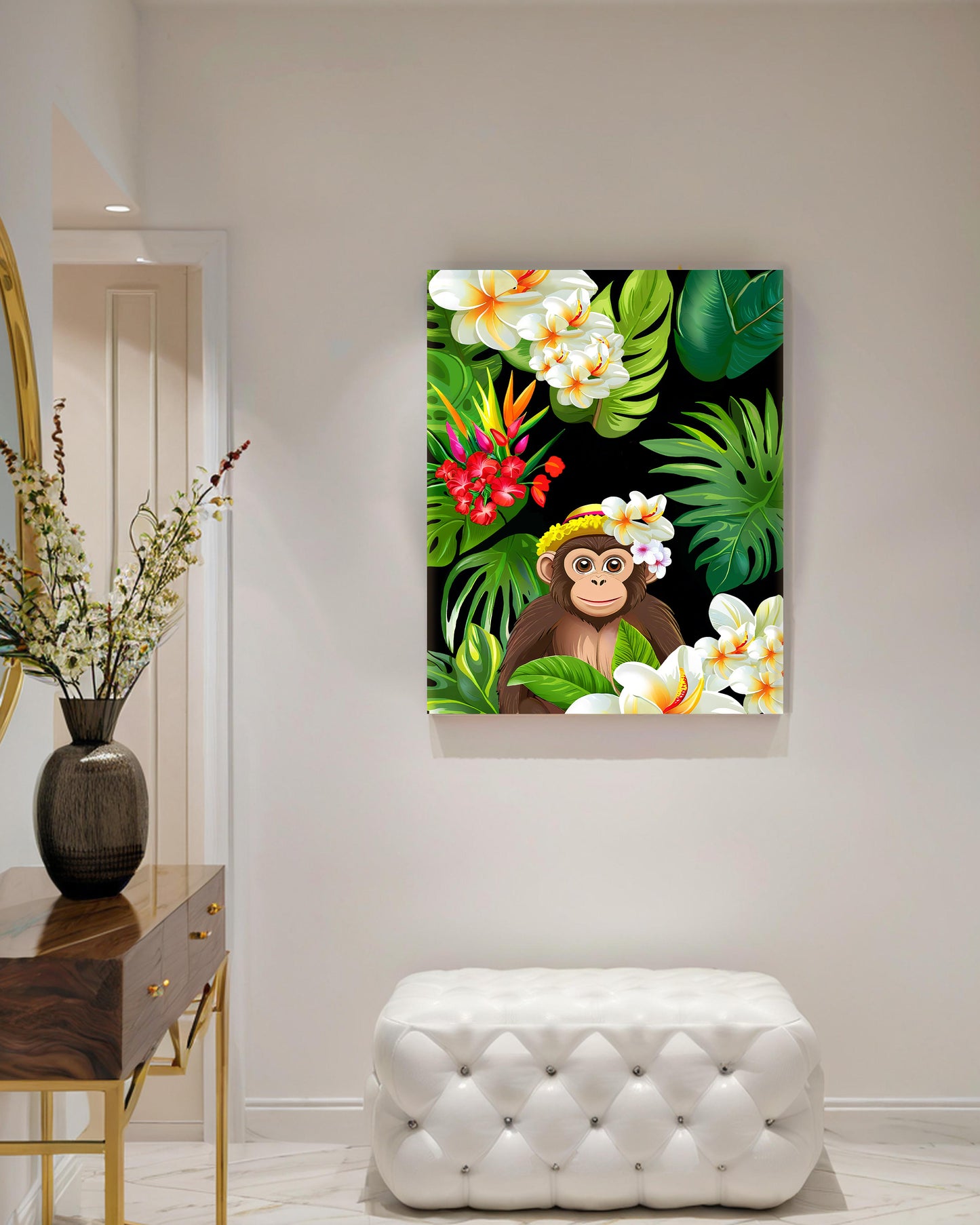 「Chimpanzee 02」Framed Canvas Print Wall Art 現代風雨林動物黑猩猩裝飾畫客廳 玄關 臥室