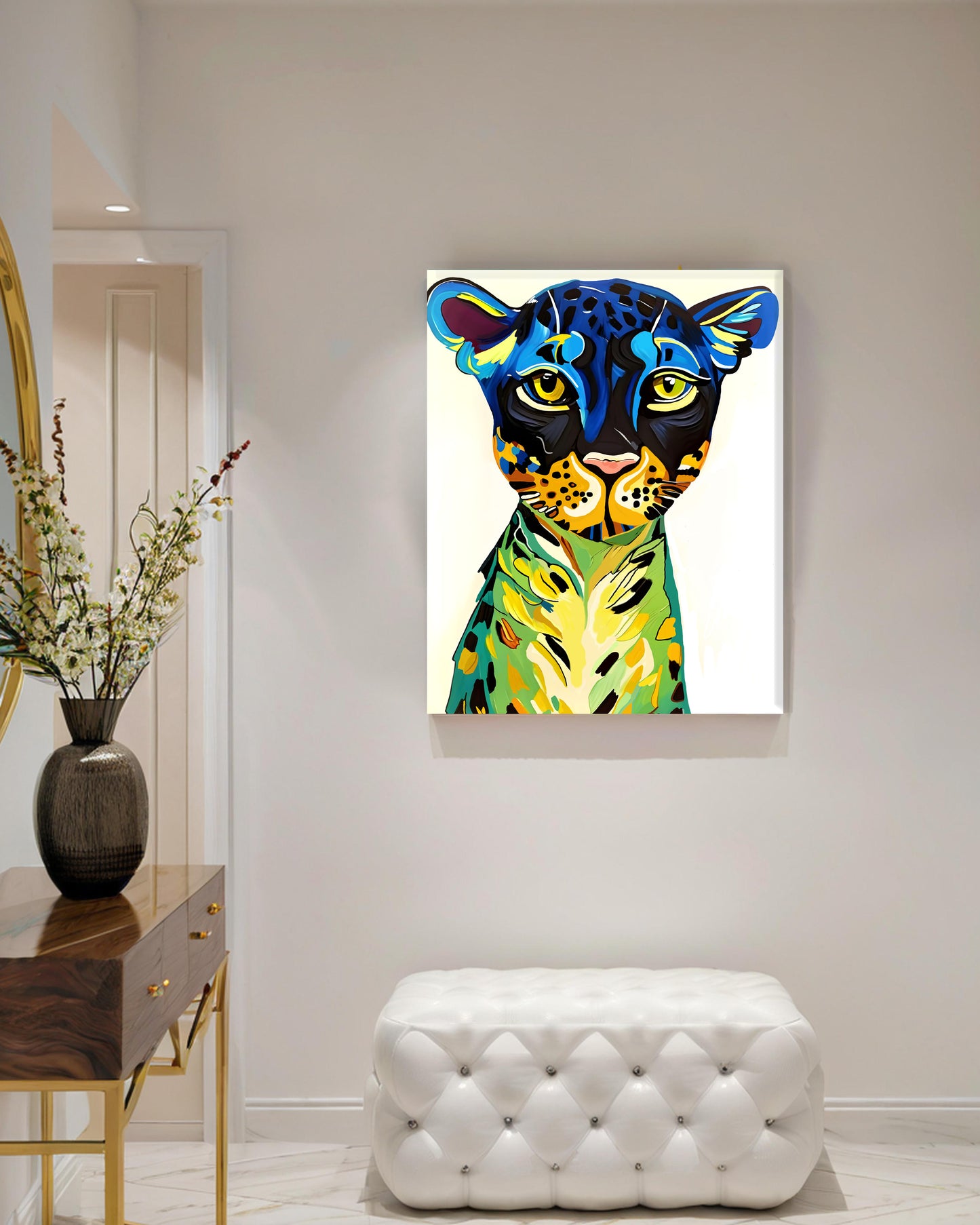 「Leopard」Framed Canvas Print Wall Art 現代風雨林動物花豹裝飾畫客廳 玄關 臥室