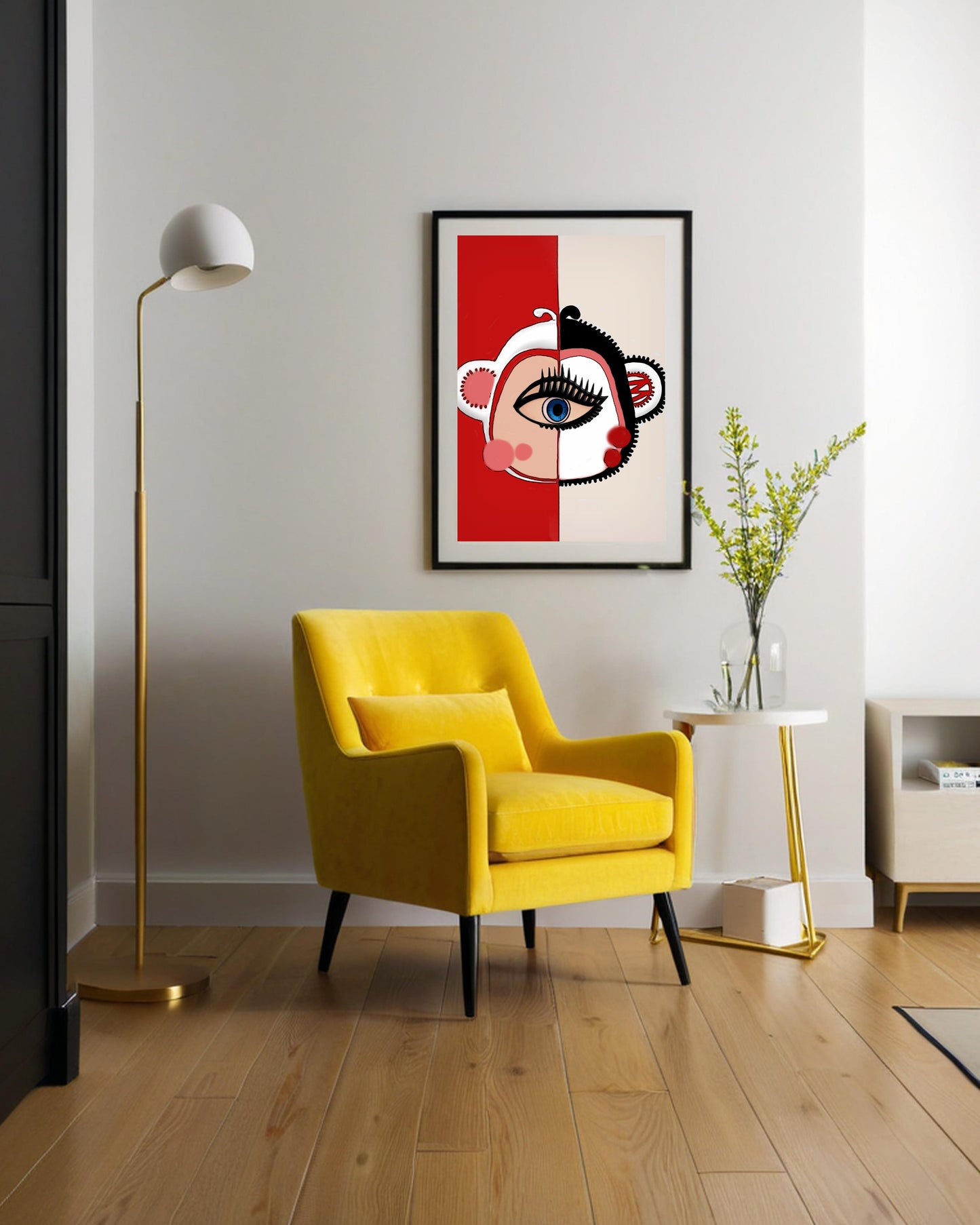 「Monkey」Framed Canvas Print Wall Art 潮流十二生肖猴 裝飾畫客廳 玄關 臥室