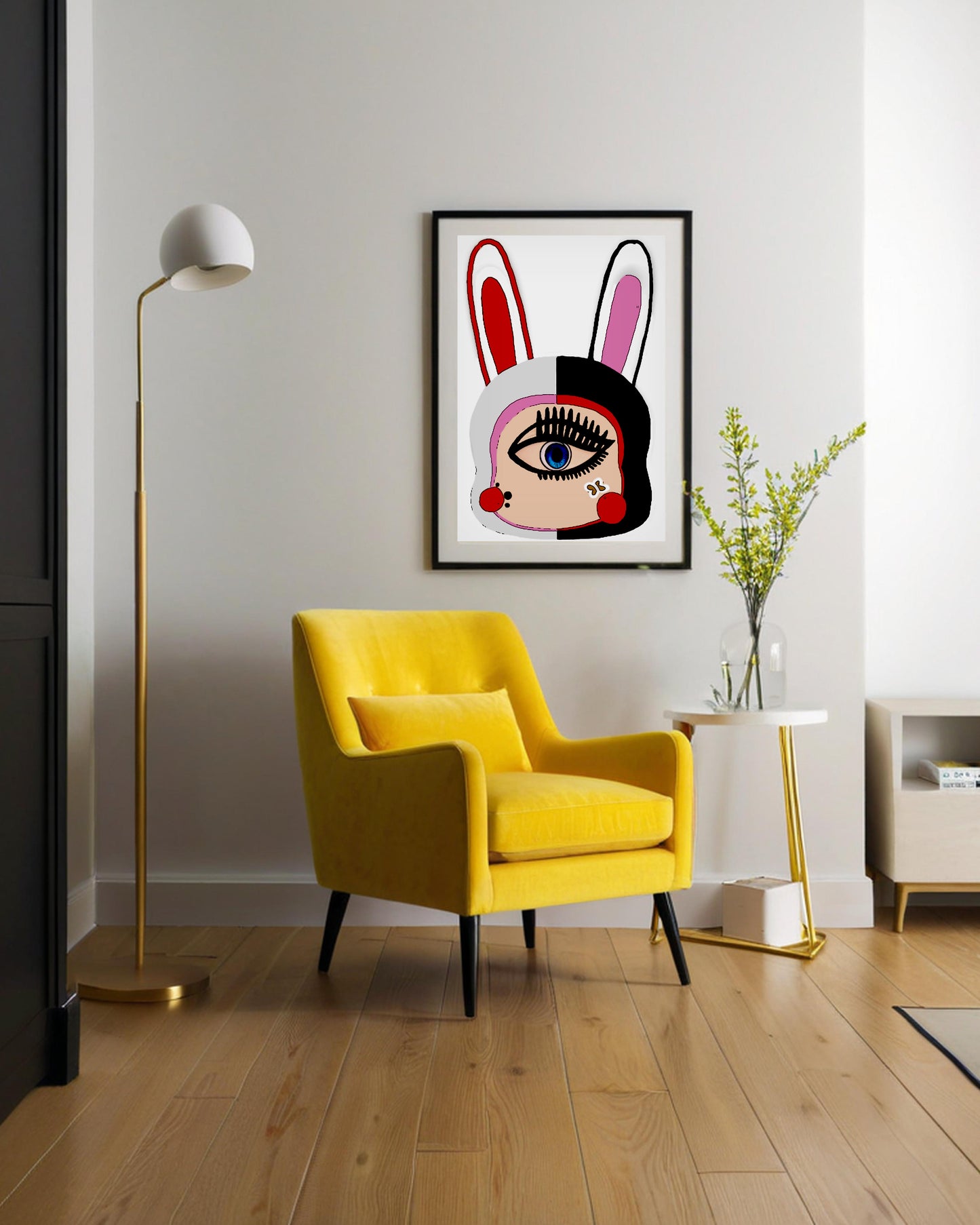 「Rabbit」Framed Canvas Print Wall Art 潮流十二生肖兔 裝飾畫客廳 玄關 臥室