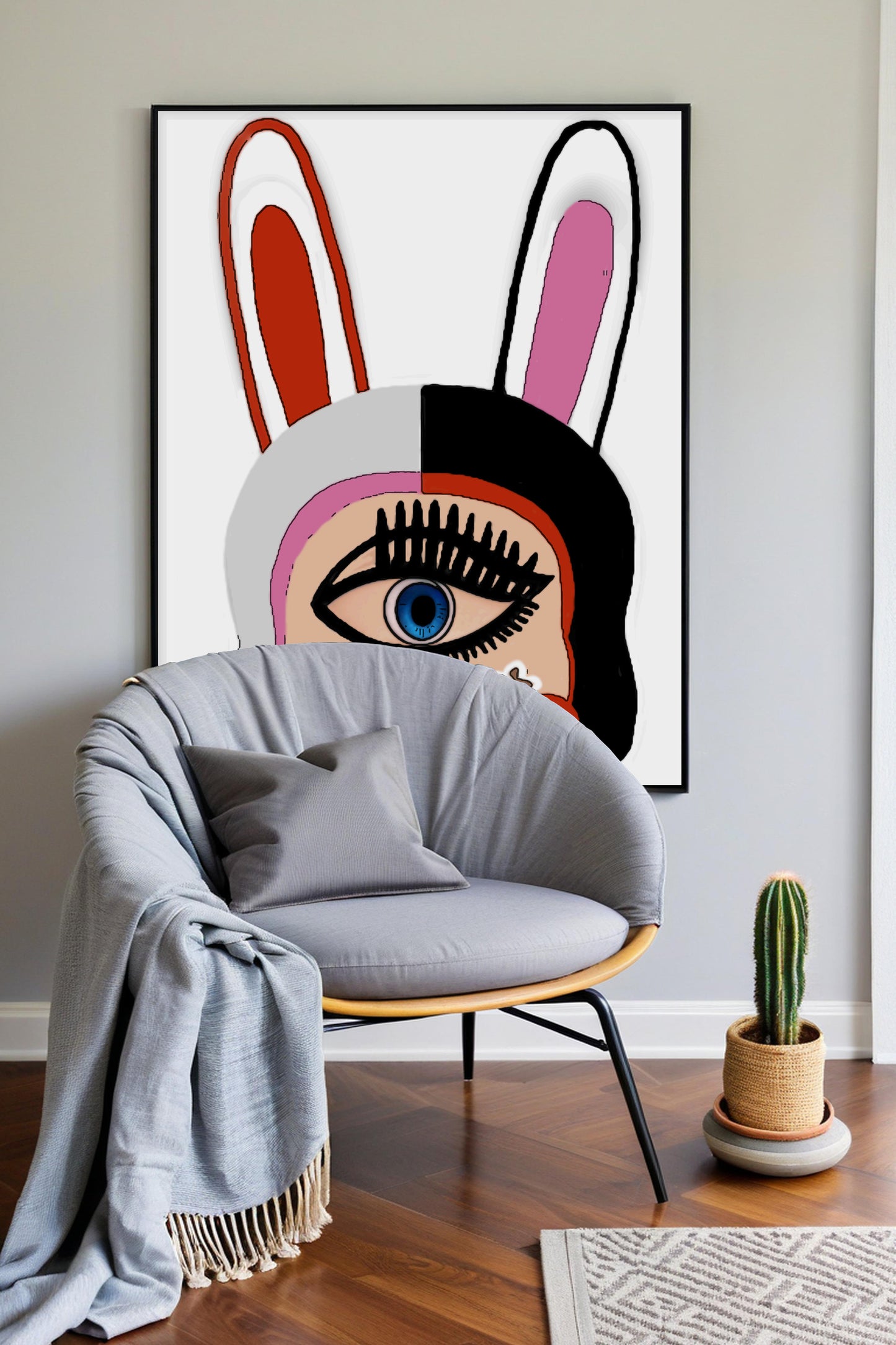 「Rabbit」Framed Canvas Print Wall Art 潮流十二生肖兔 裝飾畫客廳 玄關 臥室