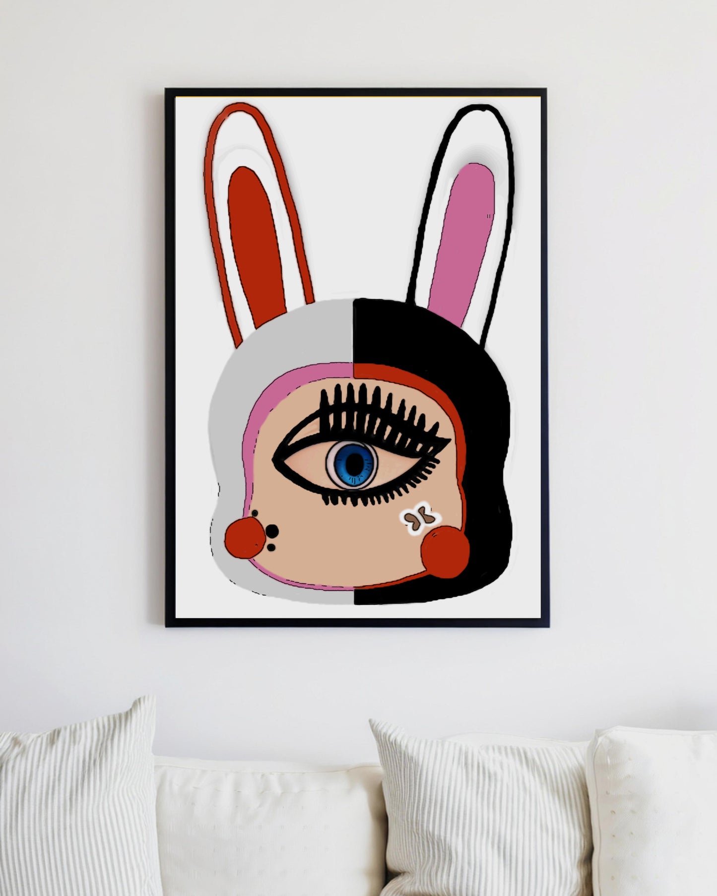 「Rabbit」Framed Canvas Print Wall Art 潮流十二生肖兔 裝飾畫客廳 玄關 臥室