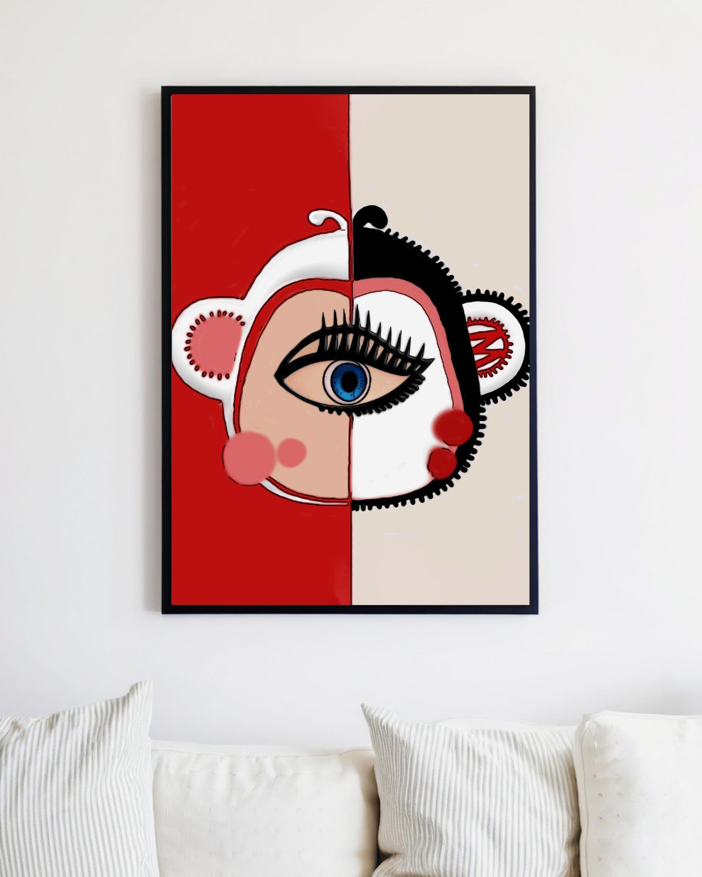 「Monkey」Framed Canvas Print Wall Art 潮流十二生肖猴 裝飾畫客廳 玄關 臥室