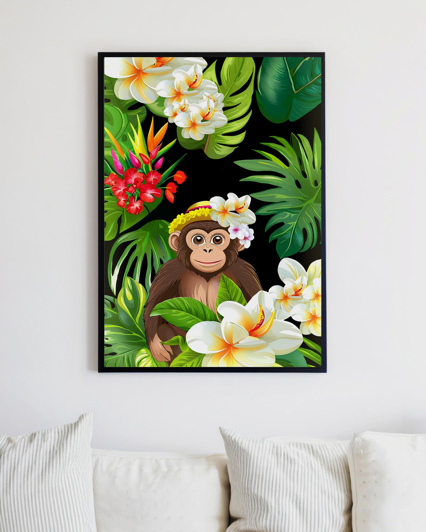 「Chimpanzee 02」Framed Canvas Print Wall Art 現代風雨林動物黑猩猩裝飾畫客廳 玄關 臥室