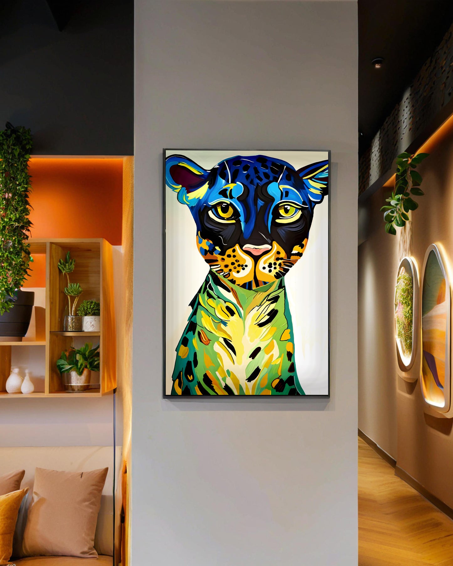 「Leopard」Framed Canvas Print Wall Art 現代風雨林動物花豹裝飾畫客廳 玄關 臥室